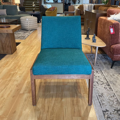 MC Blue-Green Fabric Accent Chair with Walnut Base U ACCENT CHAIRS