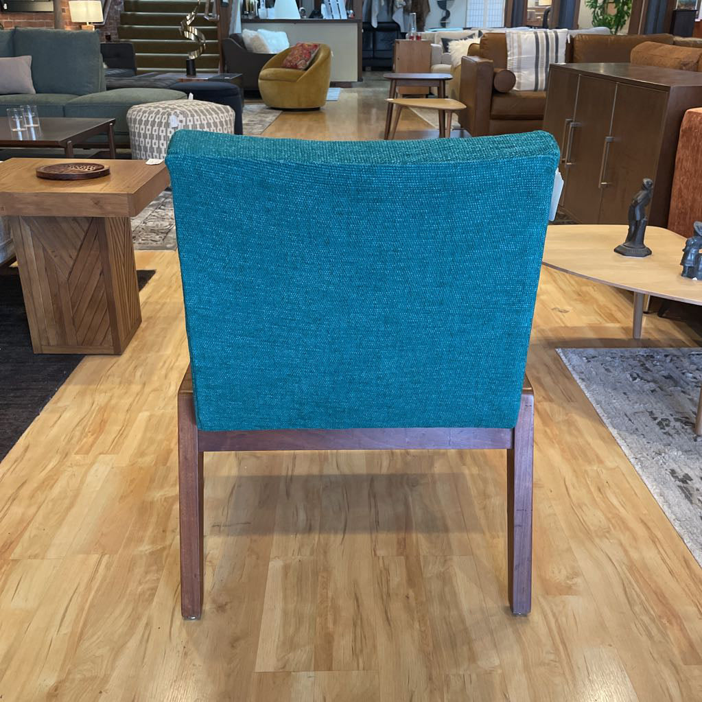 MC Blue-Green Fabric Accent Chair with Walnut Base U ACCENT CHAIRS