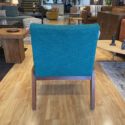 MC Blue-Green Fabric Accent Chair with Walnut Base U ACCENT CHAIRS