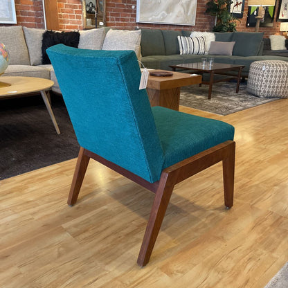 MC Blue-Green Fabric Accent Chair with Walnut Base U ACCENT CHAIRS