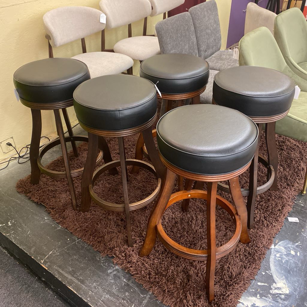 Black Cushion Swivel Barstool with Wooden Base C STOOLS