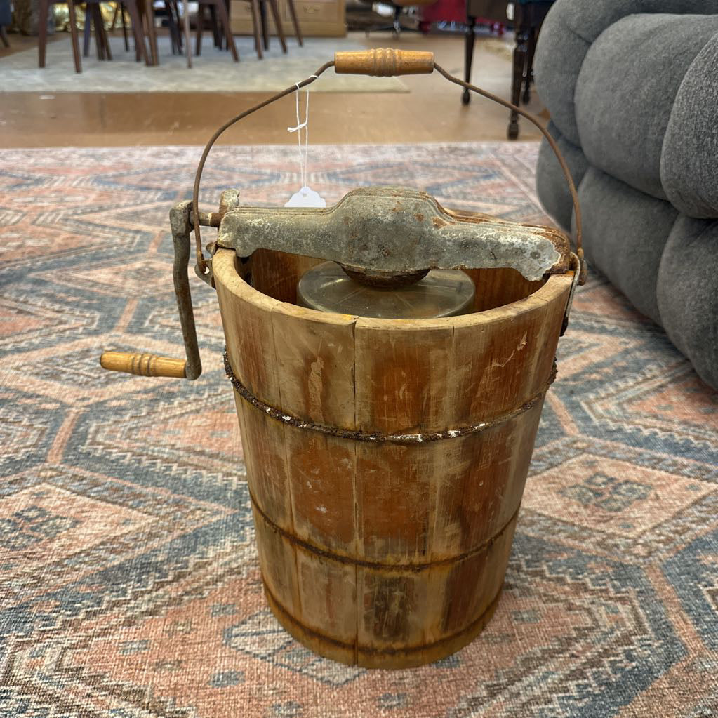 Vintage Wooden Hand Crank Ice Cream Maker Maker UNIQUE FINDS