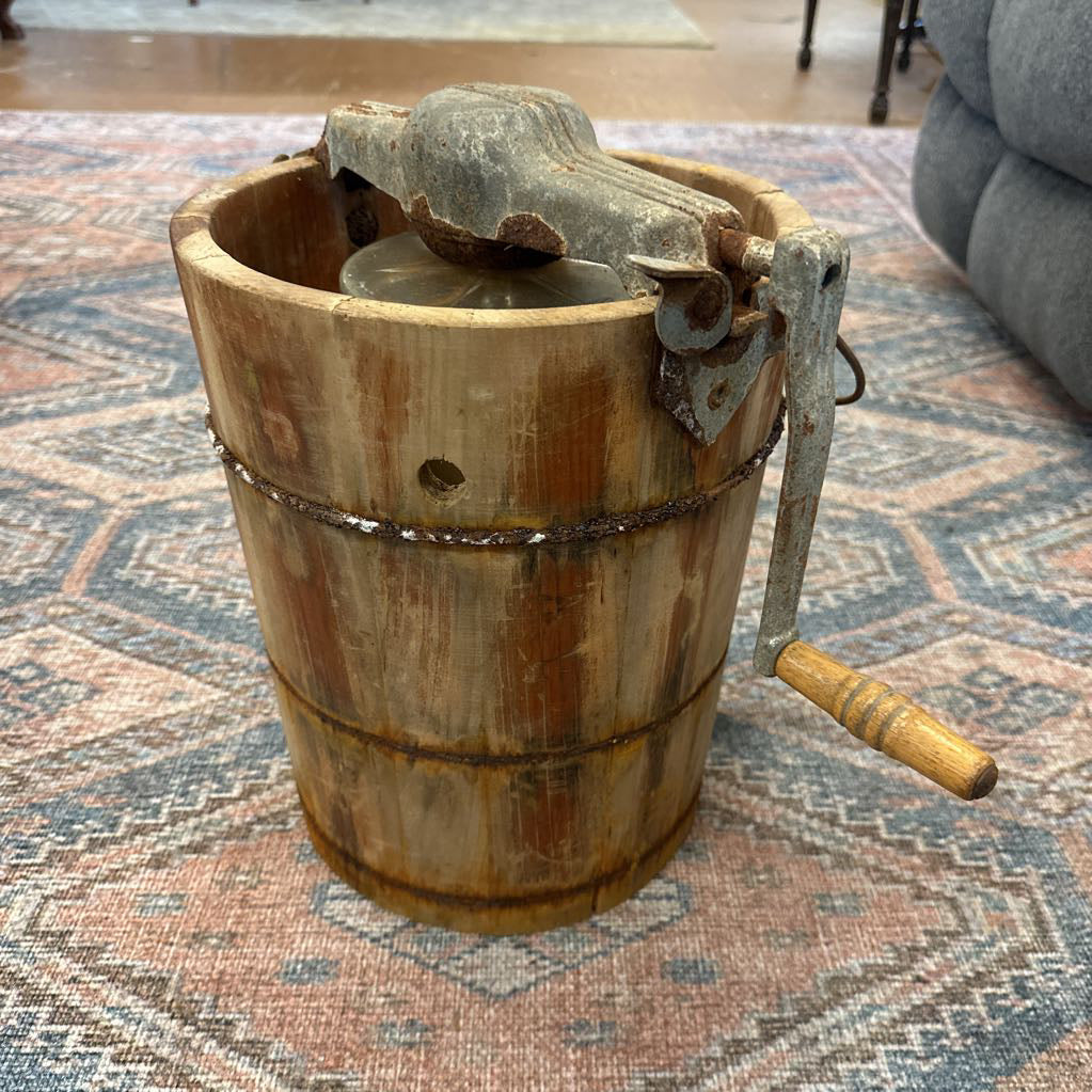 Vintage Wooden Hand Crank Ice Cream Maker Maker UNIQUE FINDS