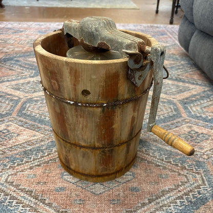 Vintage Wooden Hand Crank Ice Cream Maker Maker UNIQUE FINDS