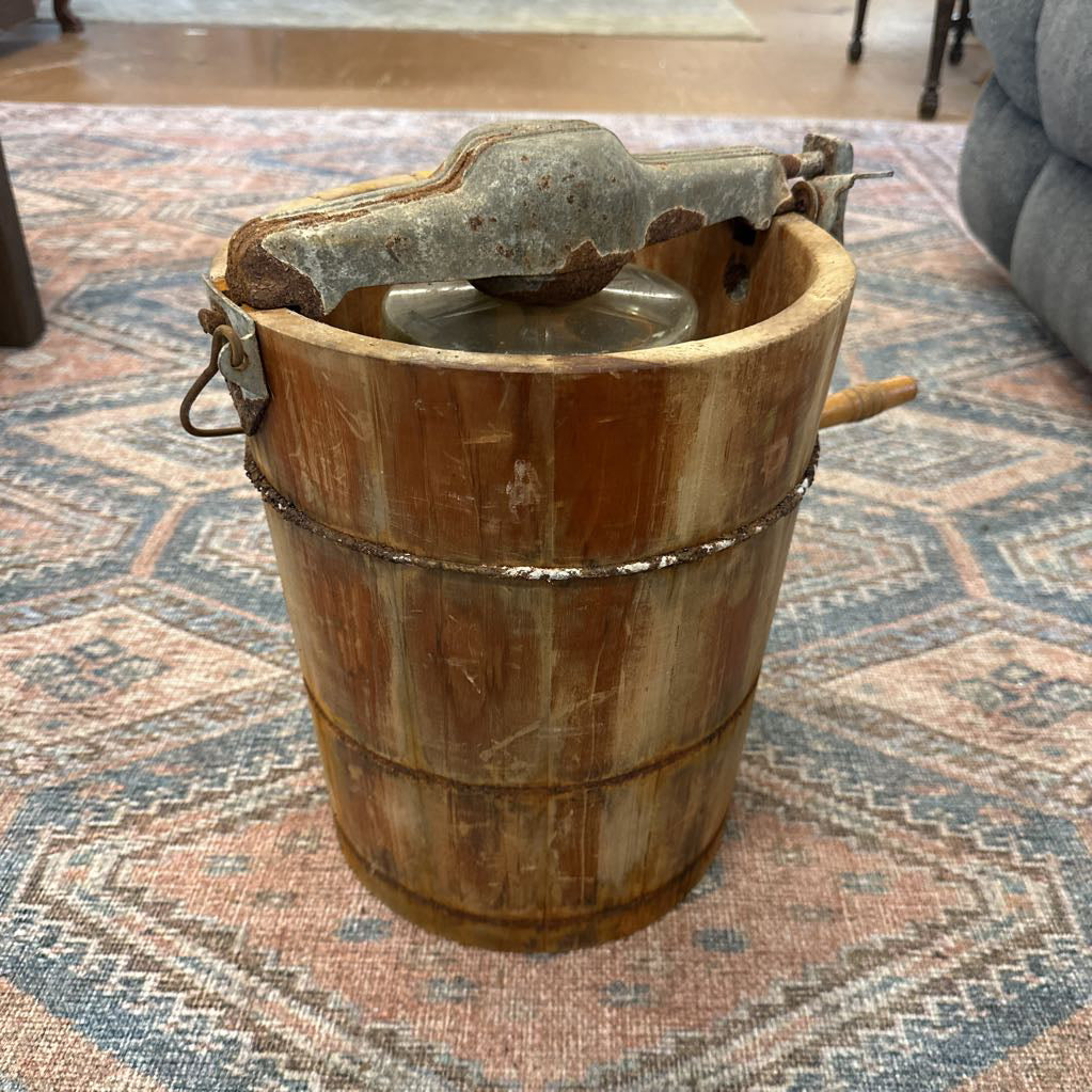 Vintage Wooden Hand Crank Ice Cream Maker Maker UNIQUE FINDS
