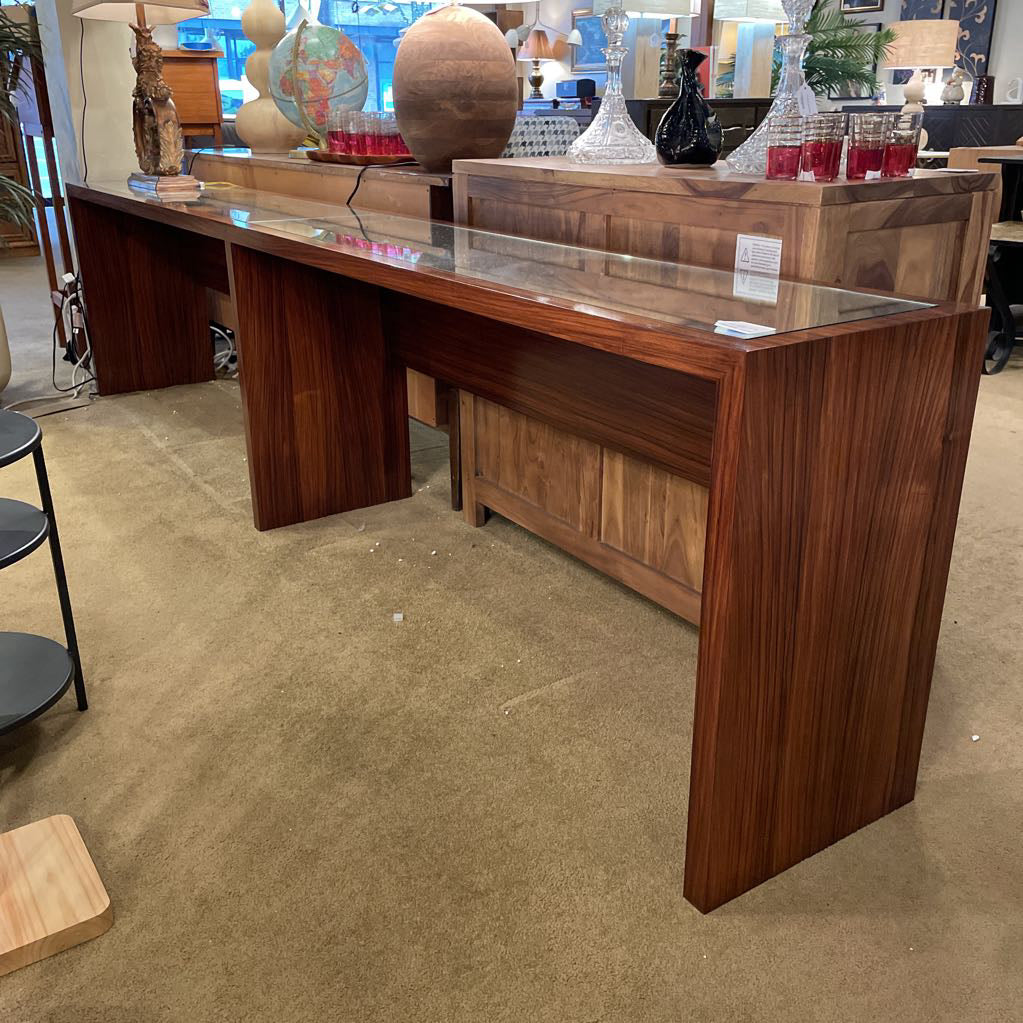 Rosewood Mirrored Top Long Console Table C CONSOLE TABLES