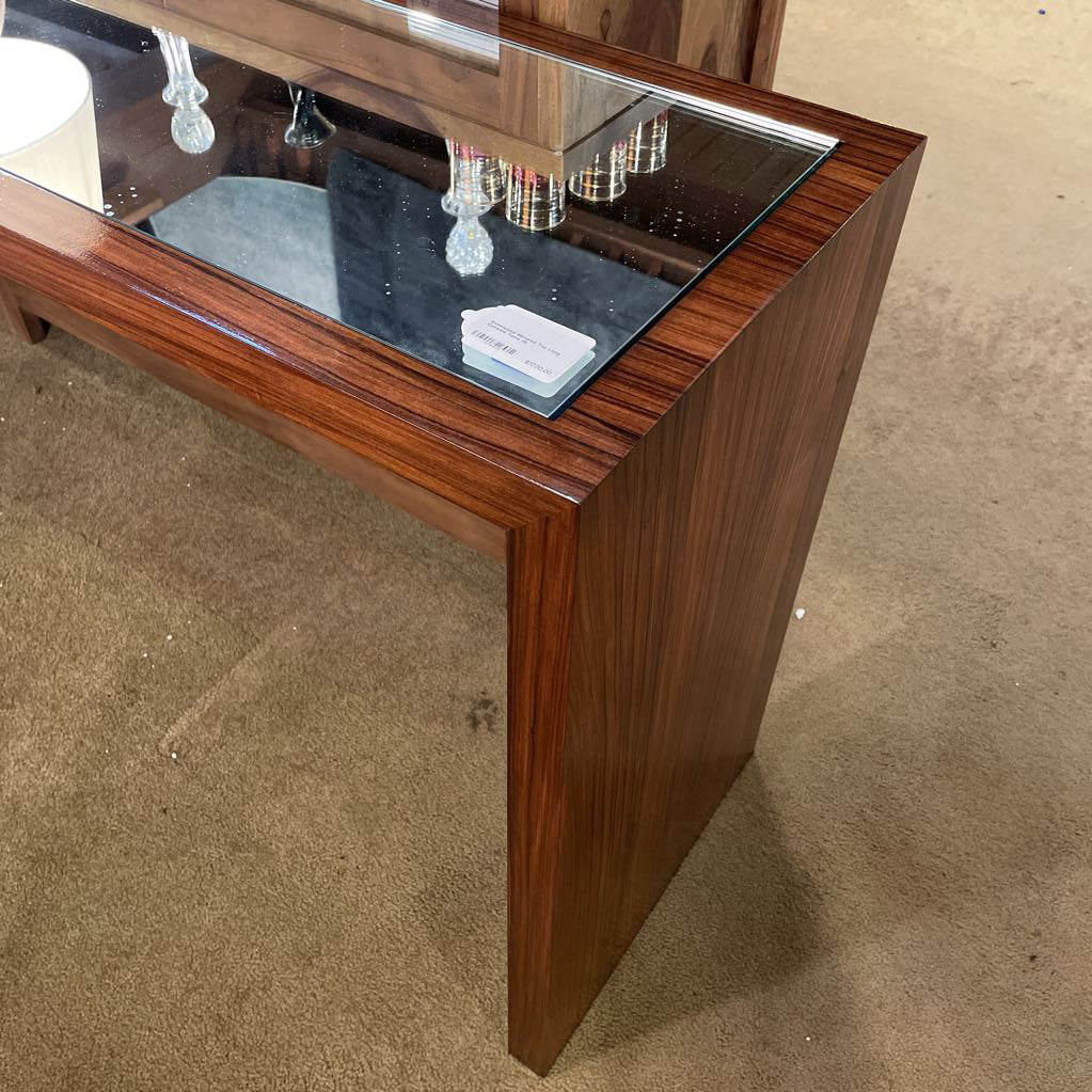Rosewood Mirrored Top Long Console Table C CONSOLE TABLES