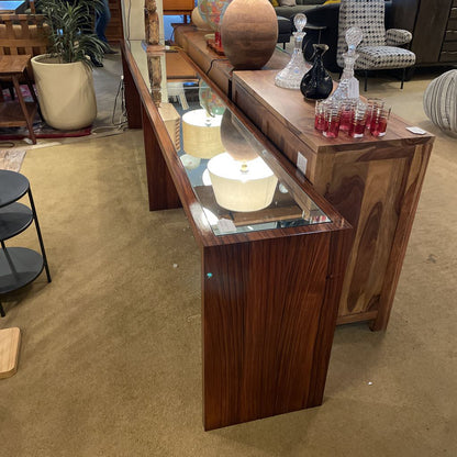 Rosewood Mirrored Top Long Console Table C CONSOLE TABLES