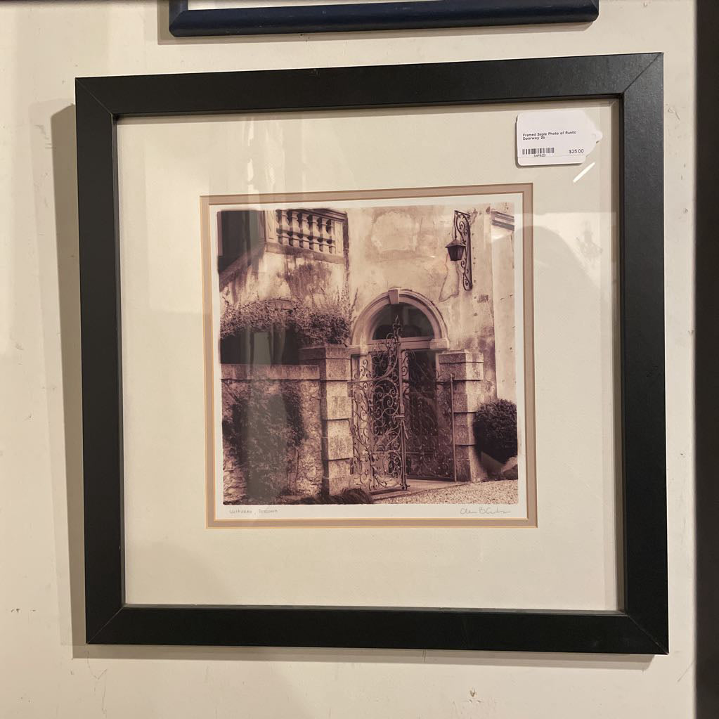 Framed Sepia Photo of Rustic Doorway ART