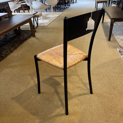 Straw Seat with Black Metal Frame Dining Chair C DINING CHAIRS