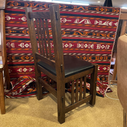 Mission Style Dark Wood Chair with Leather Seat