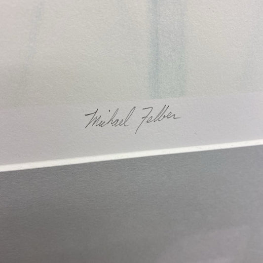 Signature on a piece of paper with a gradient background