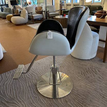 White Leather and Black Alligator Salon Chair UNIQUE FINDS