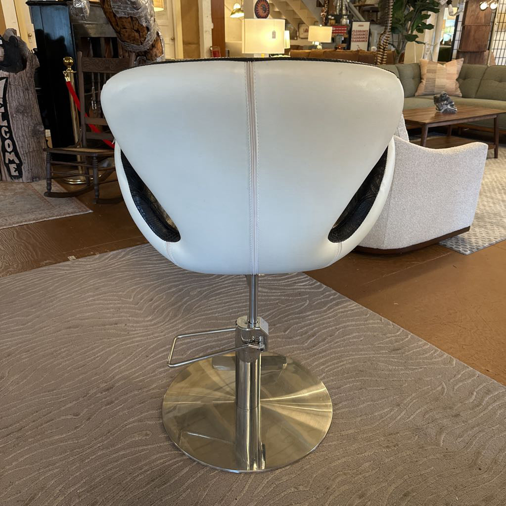 White Leather and Black Alligator Salon Chair UNIQUE FINDS