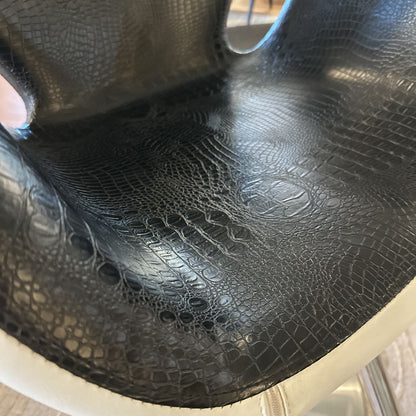 White Leather and Black Alligator Salon Chair UNIQUE FINDS