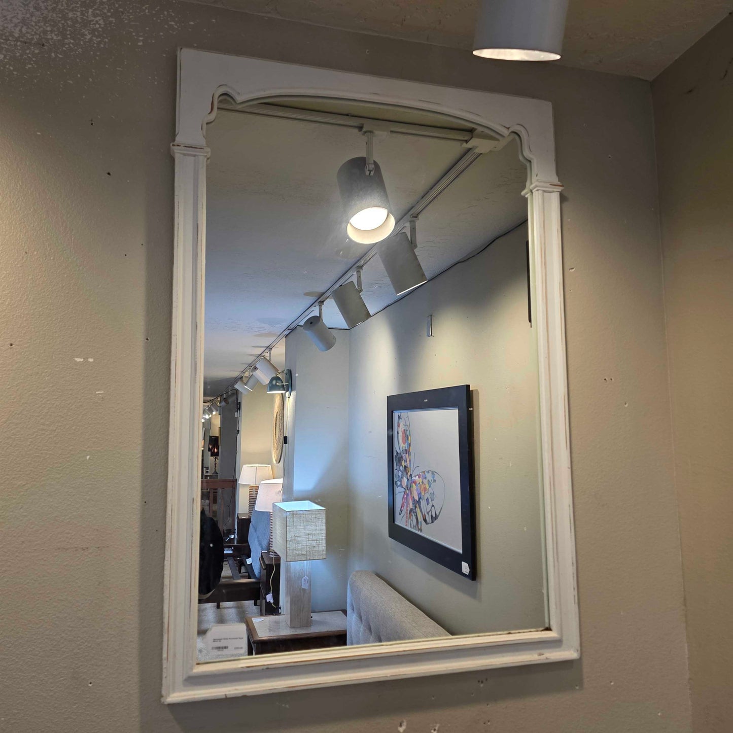 Distressed White Provencial Style Mirror