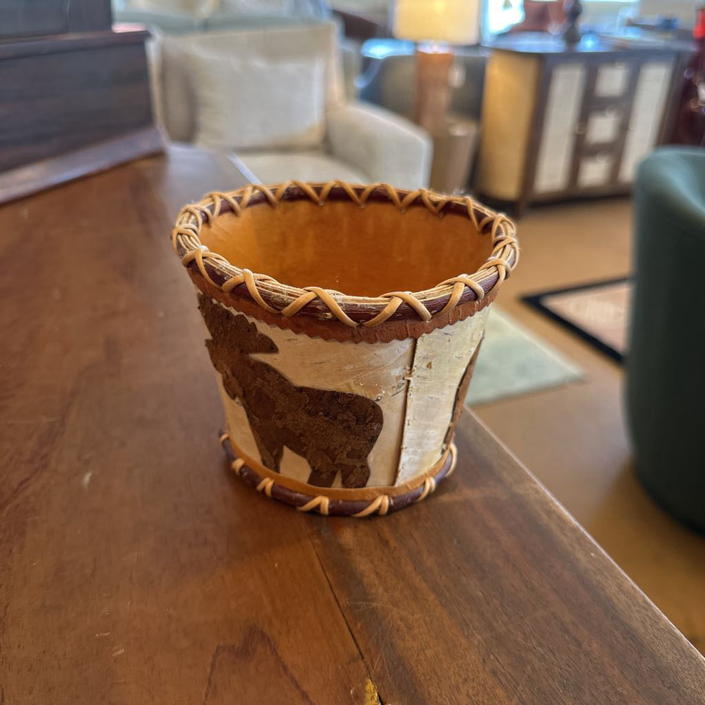 Woven Basket W/Moose Motif SMALLS