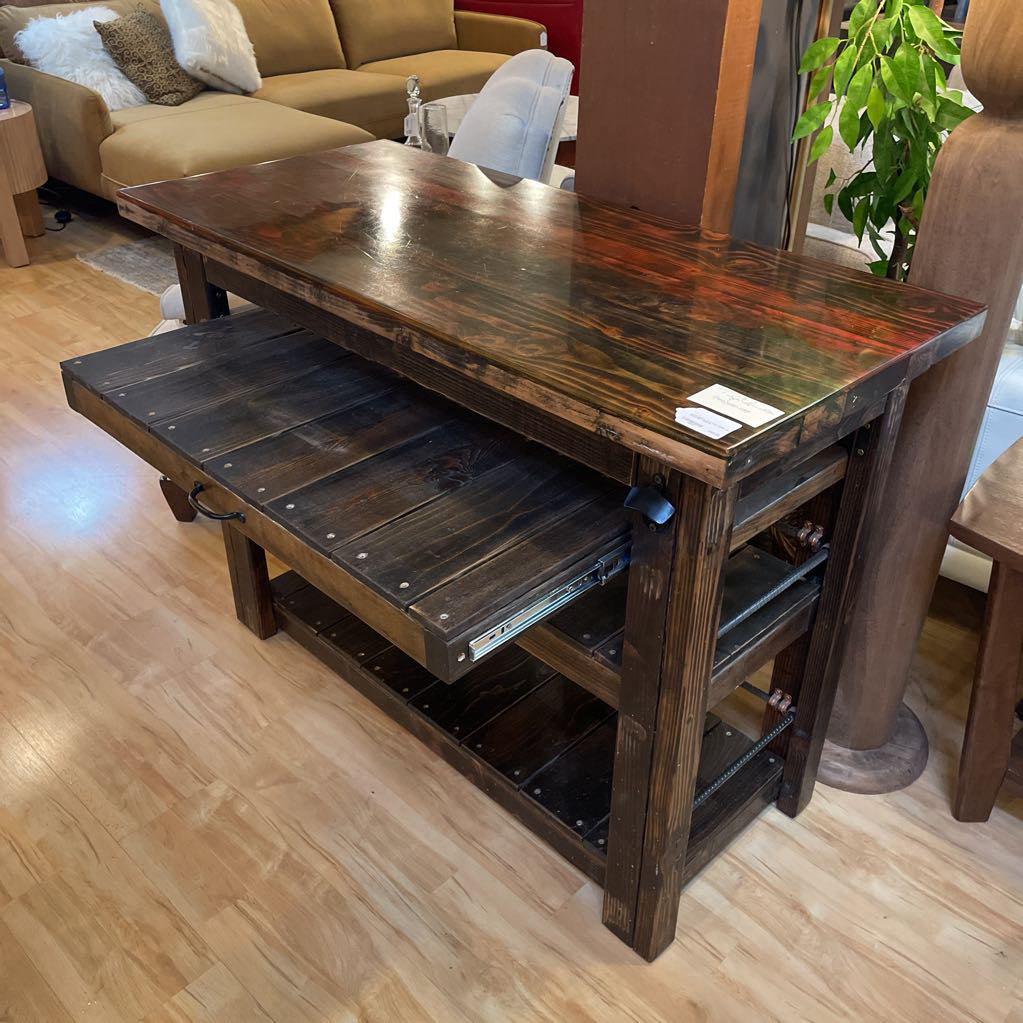 Wooden coffee table with storage compartments in a room setting