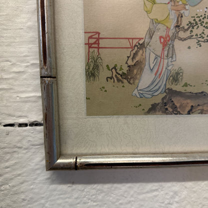 Vintage Asian Art On Silk ART