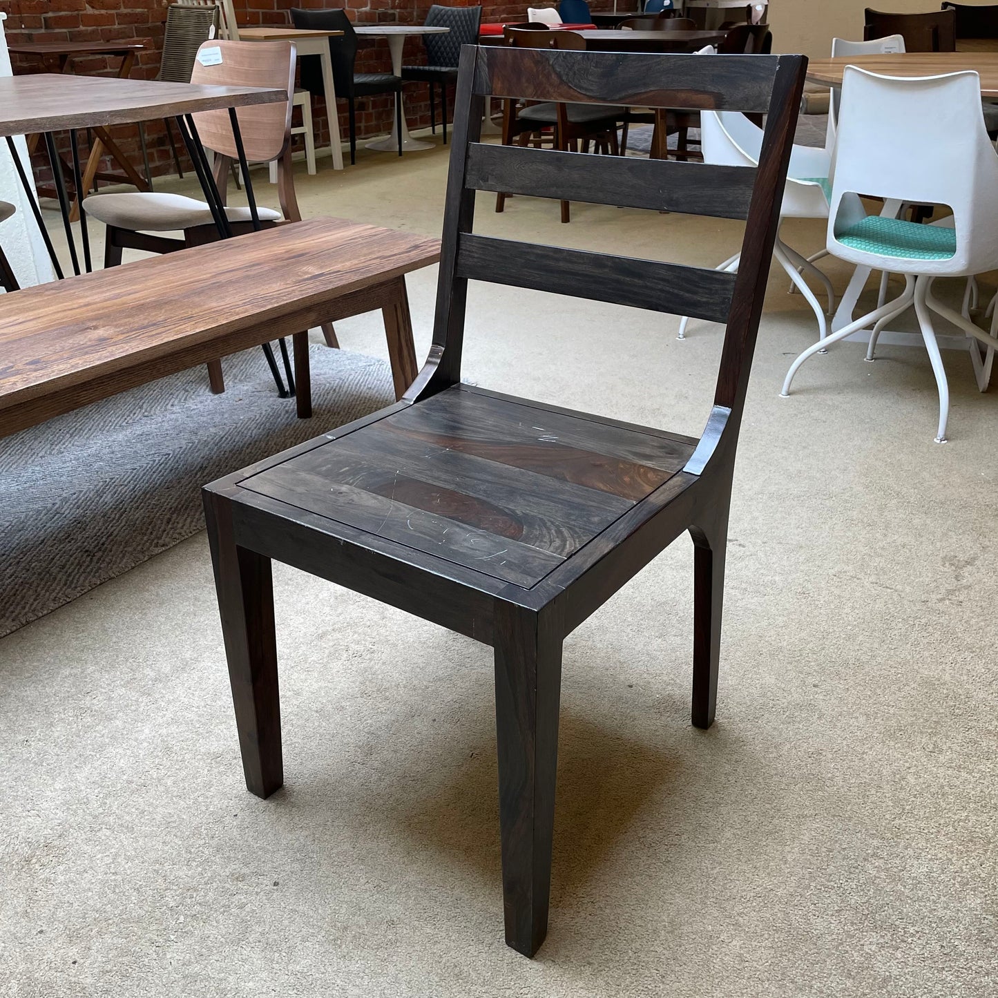 Dark Shesham Ladder Back Dining Chair C DINING CHAIRS