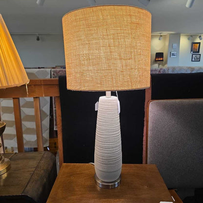 Bone Stripe Textured Tall Table Lamp