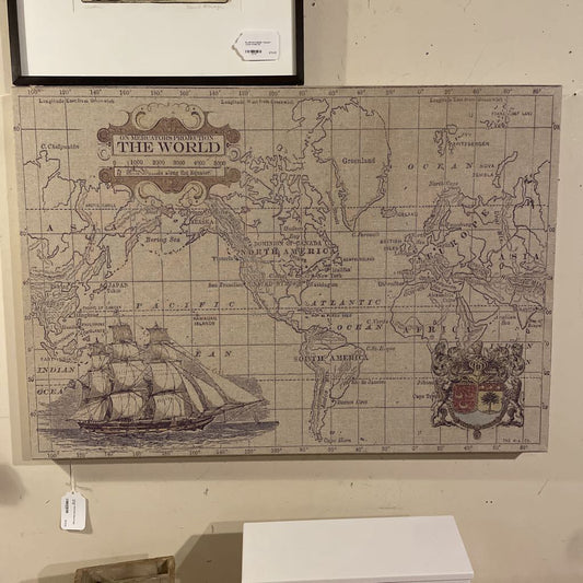 Canvas Distressed Ship & Map Art ART