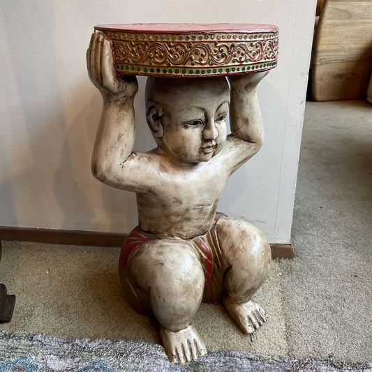 Kid Working as a Plant Stand C SIDE TABLES