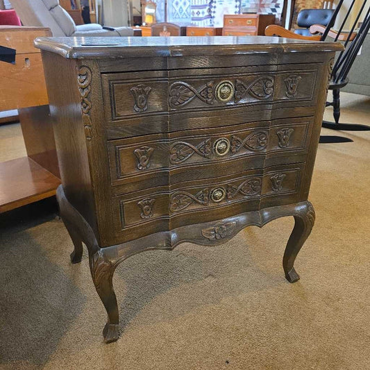 MC Three Sort of Carved Drawers Nightstand