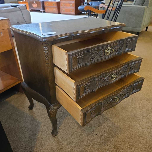 MC Three Sort of Carved Drawers Nightstand