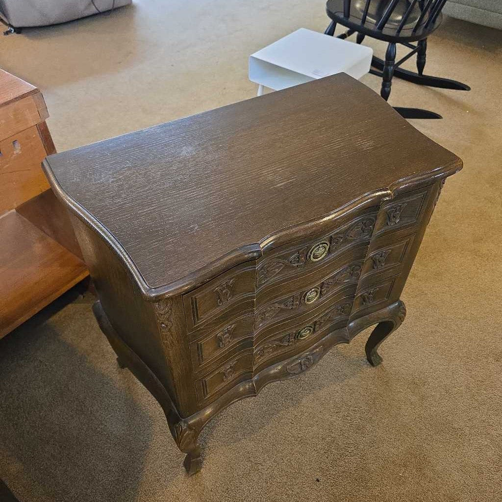 MC Three Sort of Carved Drawers Nightstand