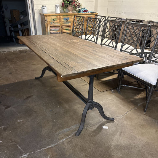 Thomasville Distressed Iron Base Dining Table C DINING TABLES