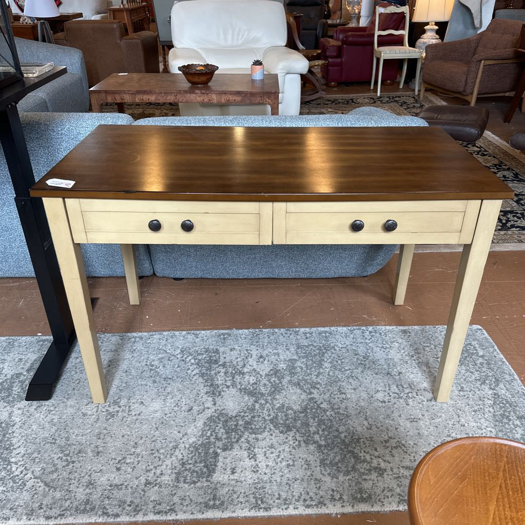 Two Drawer Dark Wood Writing Desk