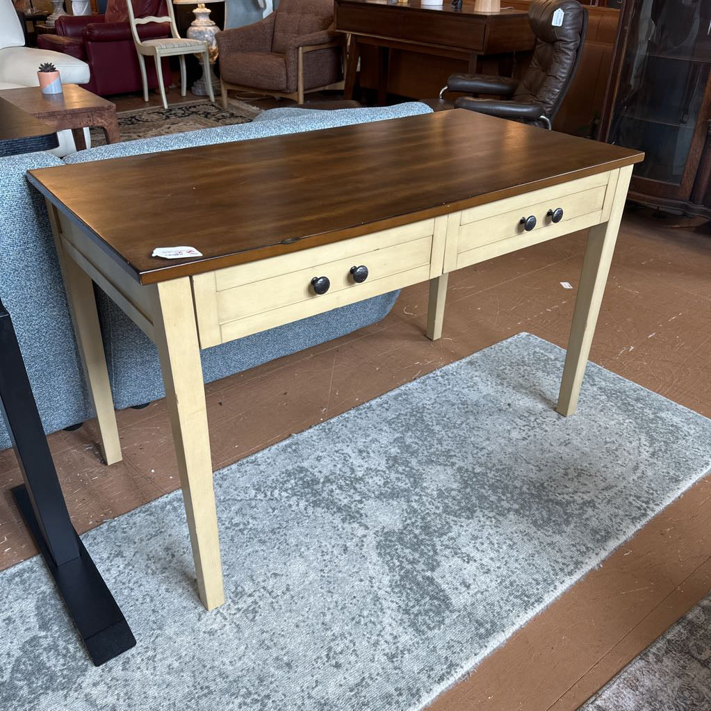 Two Drawer Dark Wood Writing Desk