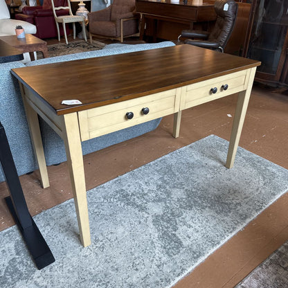 Two Drawer Dark Wood Writing Desk