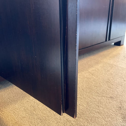 Dark Wood Media Unit w/ Wing Media Storage and Two Front Cabinet Doors C MEDIA STANDS