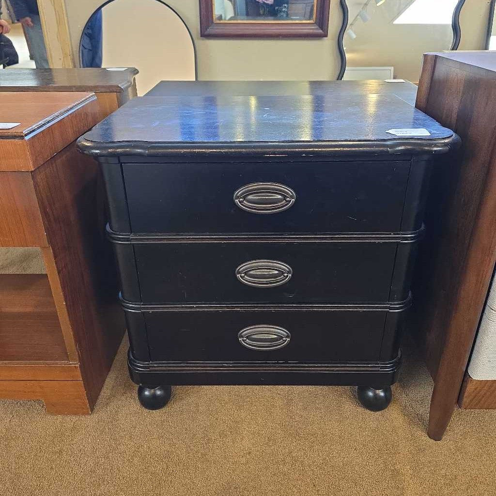 Black Provencial Style 3 Drawer Nightstand