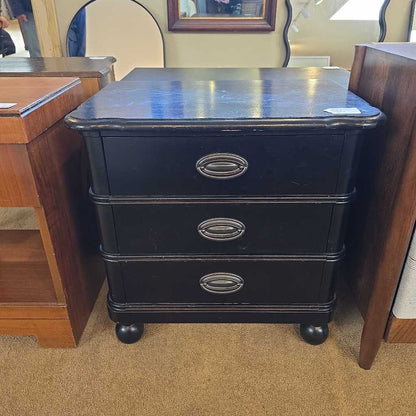 Black Provencial Style 3 Drawer Nightstand