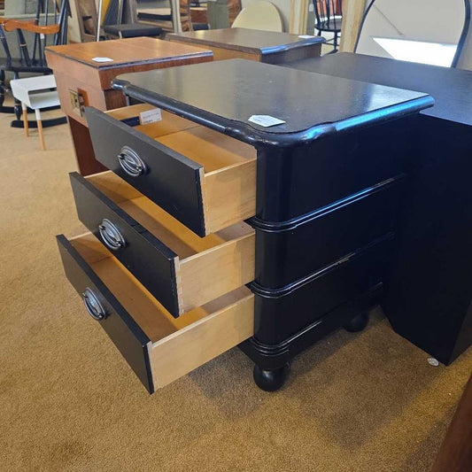 Black Provencial Style 3 Drawer Nightstand