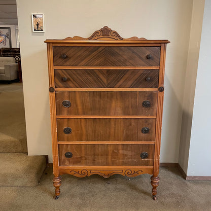 Vintage Art Deco Diamond 5 Drawer Chest