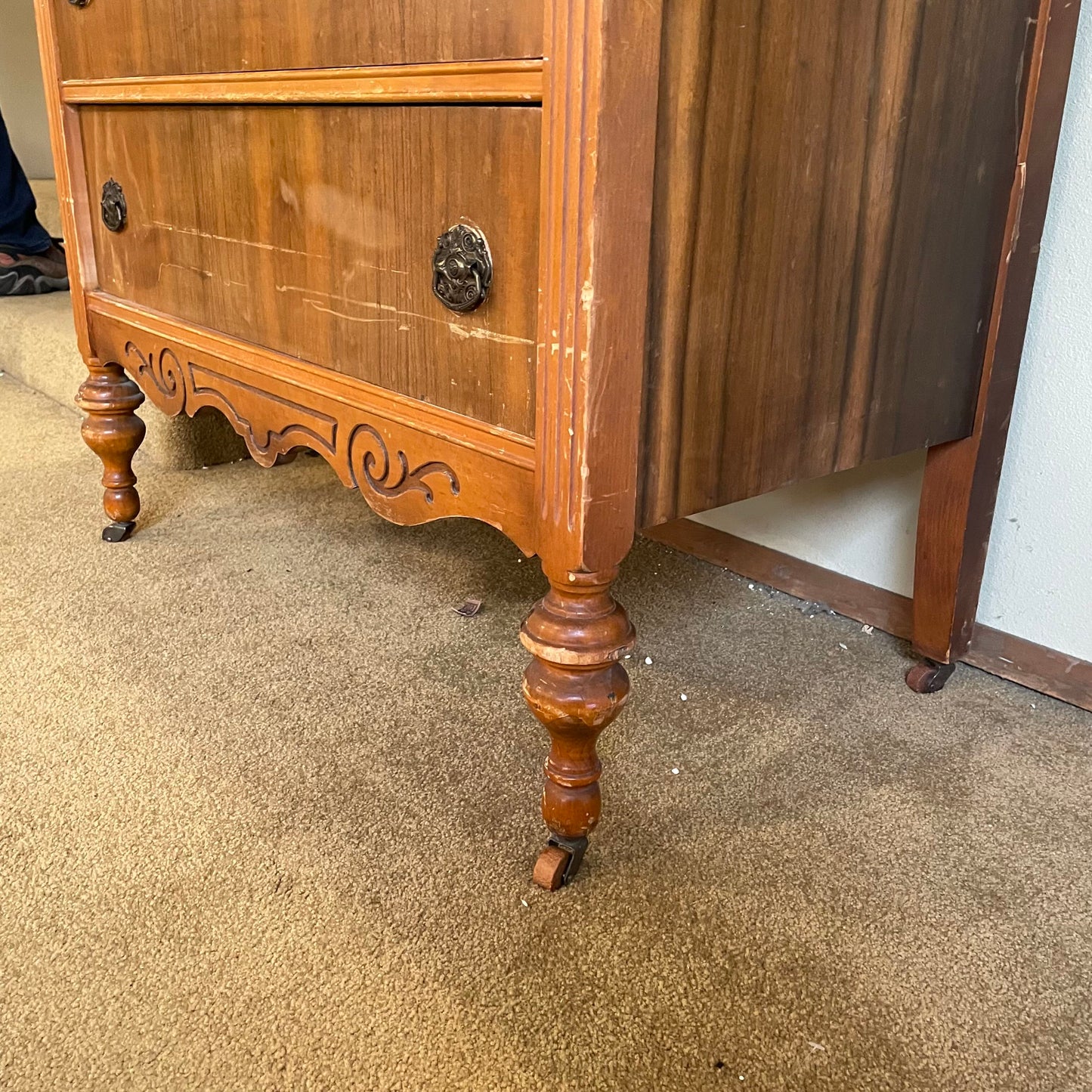 Vintage Art Deco Diamond 5 Drawer Chest