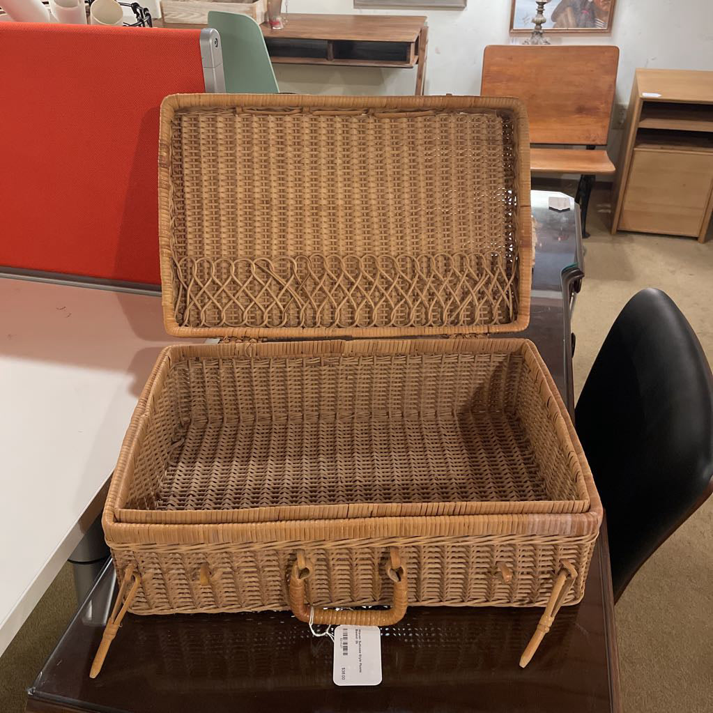Woven Suitcase-Style Picknic Basket
