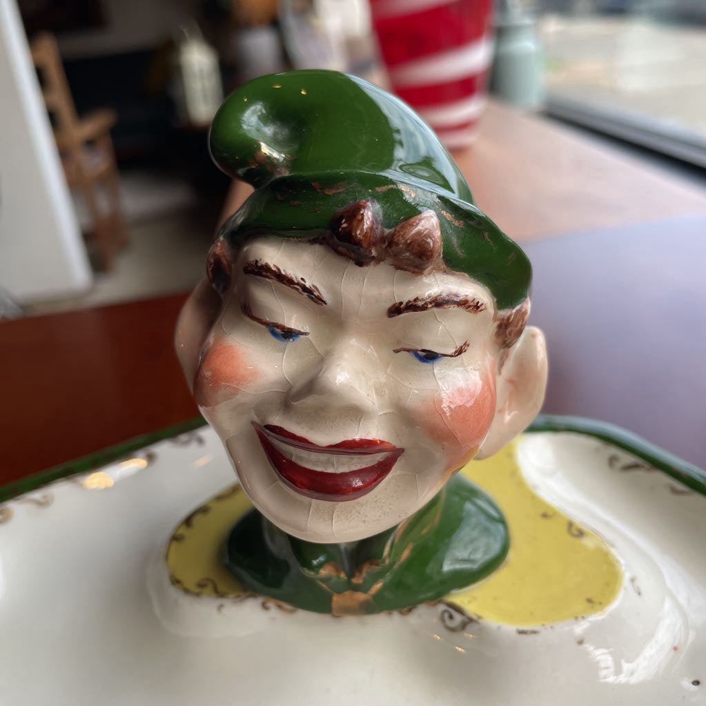 Vintage Fabulously Creepy Elf Head Vintage Ashtray UNIQUE FINDS