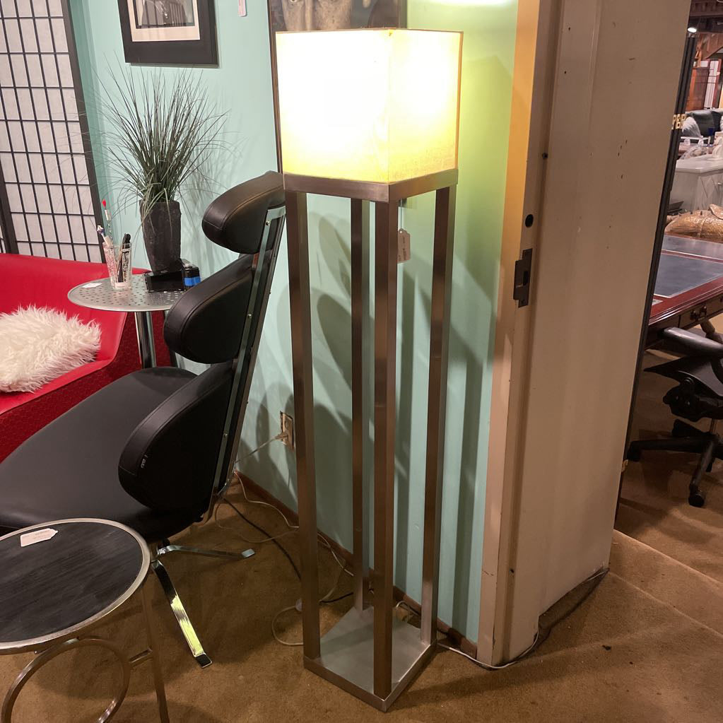 Silver Base Square Column Floor Lamp LAMPS