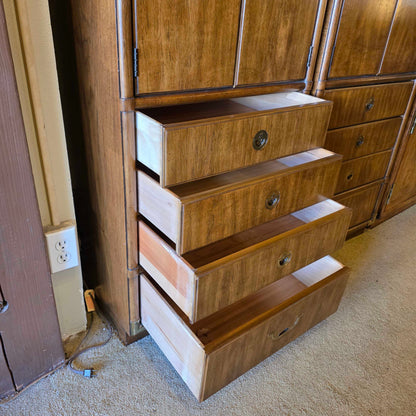 Drexel Heritage Campaign 2 Door 4 Drawer Tall Cabinet