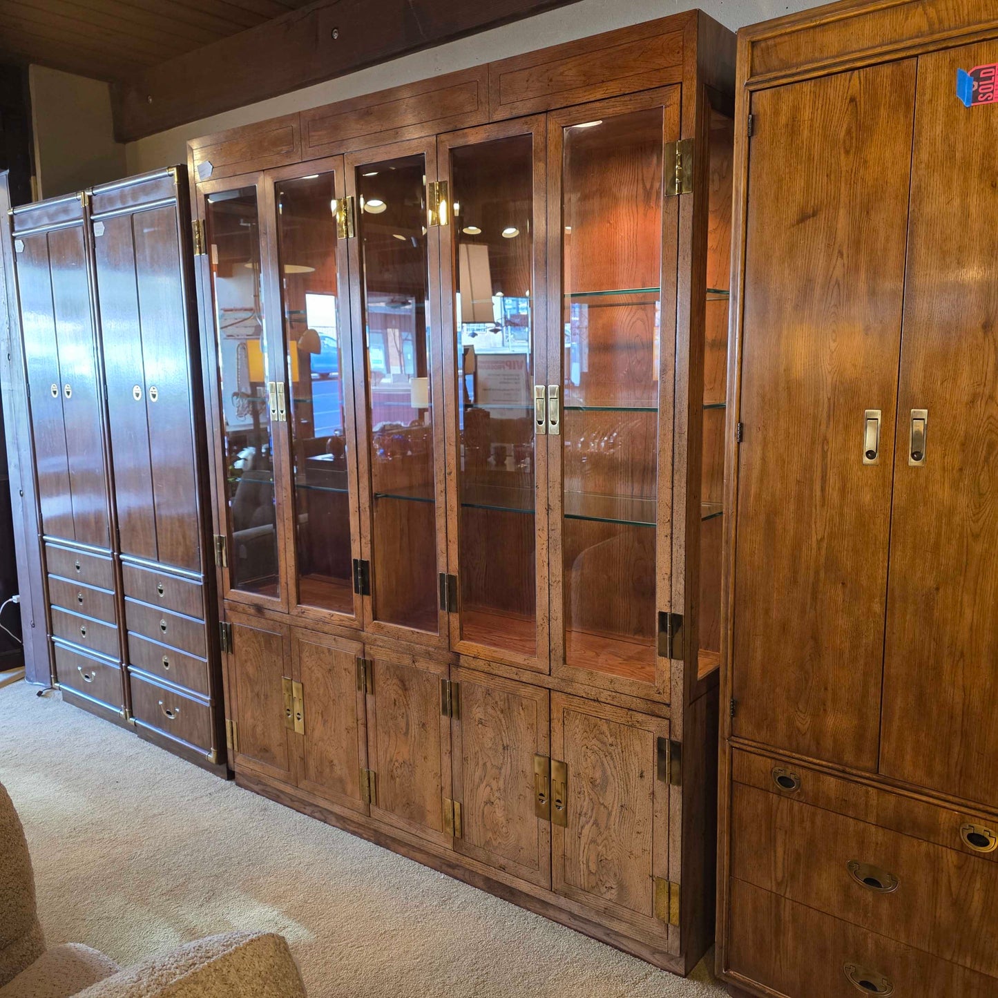 Henredon Glass Double Wide China Cabinet