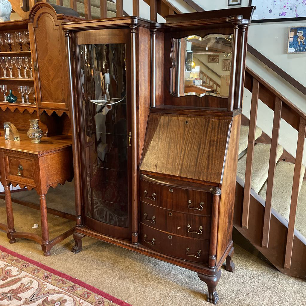 Vintage Curio Cabinet Secretary Desk Side By Side