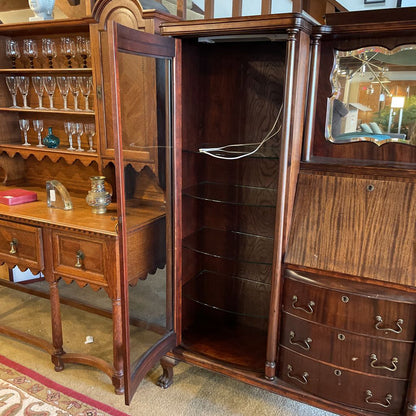 Vintage Curio Cabinet Secretary Desk Side By Side