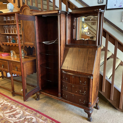 Vintage Curio Cabinet Secretary Desk Side By Side