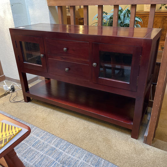 Red Stained Wooden 2 Door 2 Drawer Sideboard