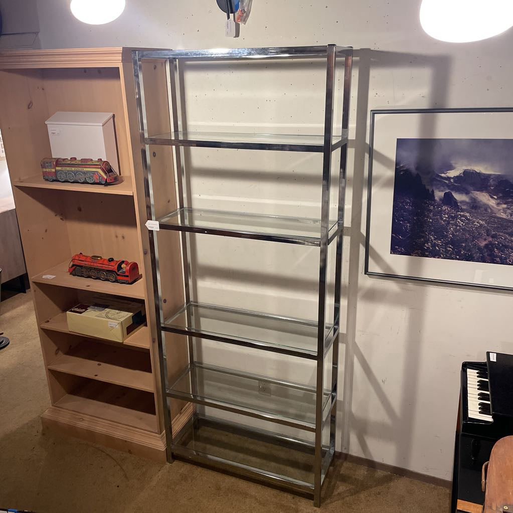 Chrome + Glass Open Bookshelf